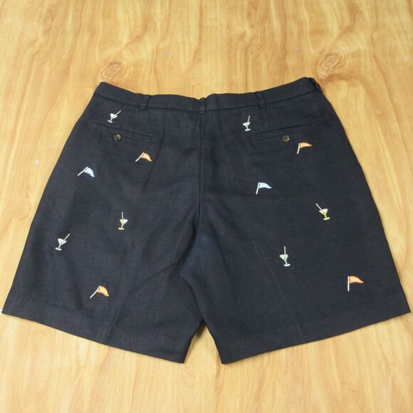 BROOKS BROTHERS Country Club 100% Linen 19th Hole Shorts Sz 40 Navy Blue Martini - Picture 10 of 15